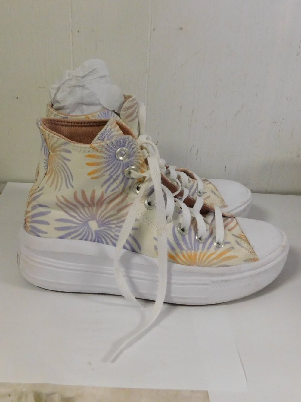 Converse High Top All Star Move Floral Palm Chuck Taylor Platform Shoes 8.5